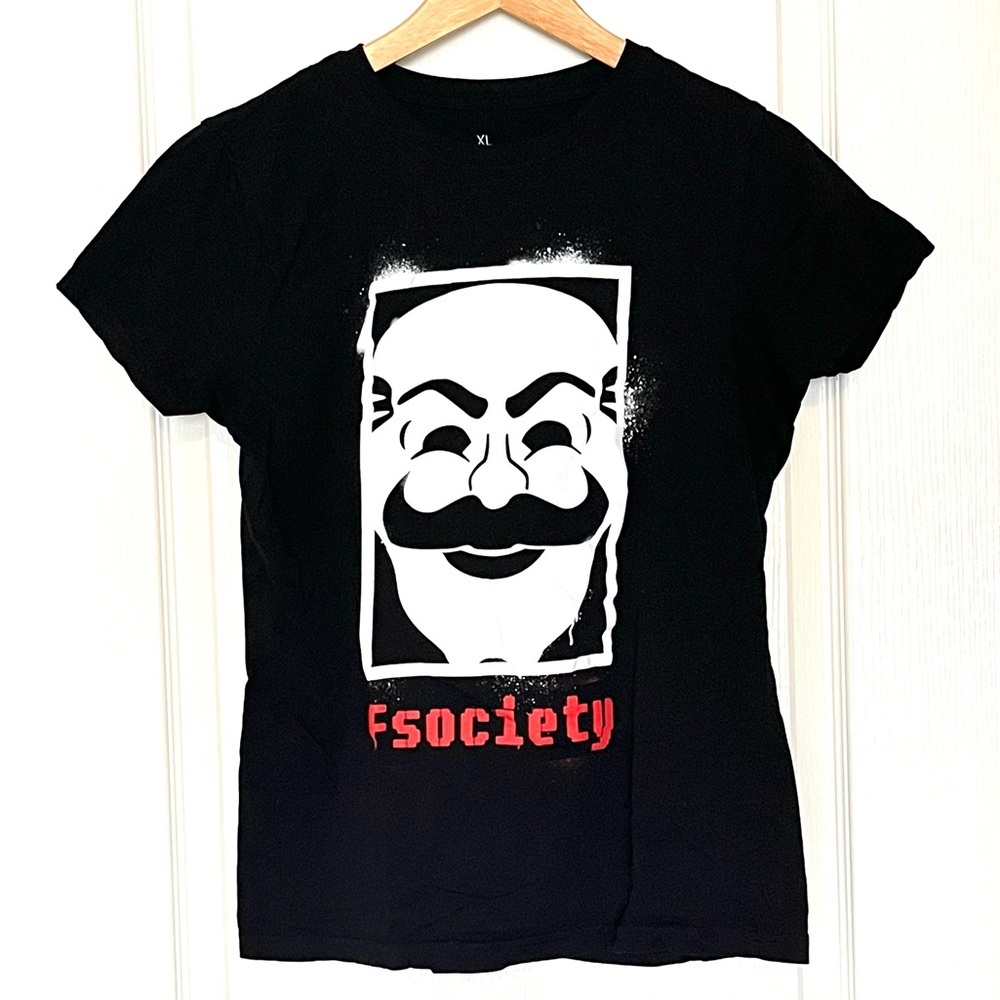 Mr. Robot fsociety Mask Graphic T-Shirt Loot Crate Exclusive Streetwear Size XL
